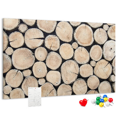 Tablero de corcho decorado Círculos de madera natural en el fondo