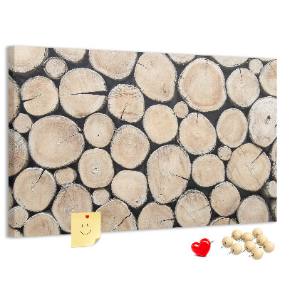 Tablero de corcho decorado Círculos de madera natural en el fondo