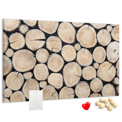 Tablero de corcho decorado Círculos de madera natural en el fondo