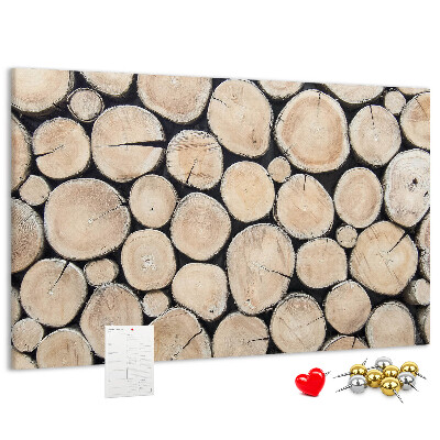 Tablero de corcho decorado Círculos de madera natural en el fondo