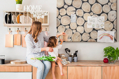 Tablero de corcho decorado Círculos de madera natural en el fondo