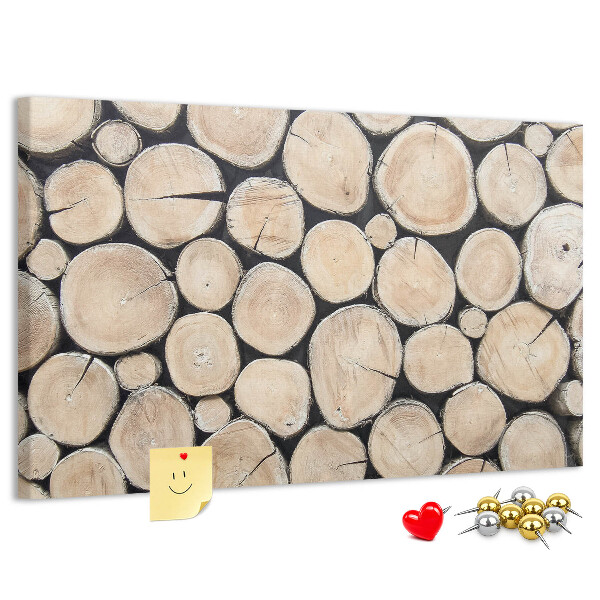 Tablero de corcho decorado Círculos de madera natural en el fondo
