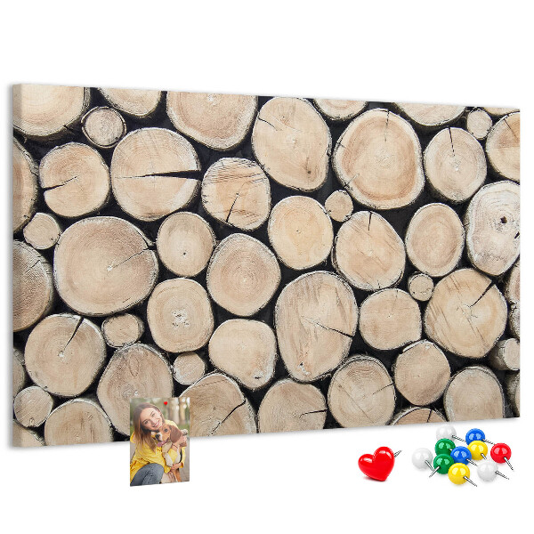 Tablero de corcho decorado Círculos de madera natural en el fondo