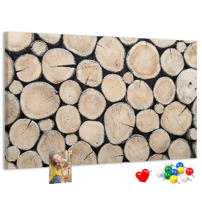 Tablero de corcho decorado Círculos de madera natural en el fondo
