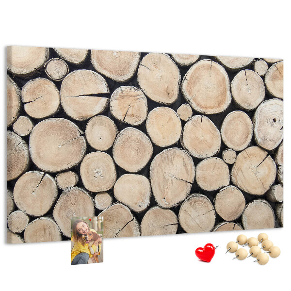 Tablero de corcho decorado Círculos de madera natural en el fondo