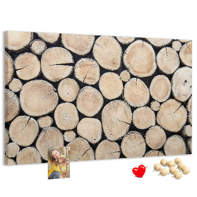Tablero de corcho decorado Círculos de madera natural en el fondo