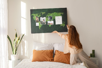 Tablero de anuncios mapa mundial verde con red de carreteras