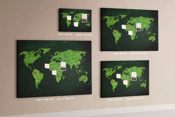 Tablero de anuncios mapa mundial verde con red de carreteras
