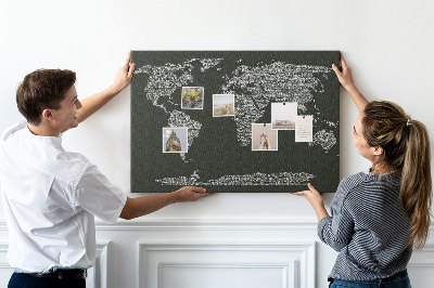 Mapa del mundo de corcho decorativo en formato de texto
