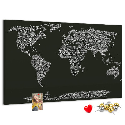 Mapa del mundo de corcho decorativo en formato de texto