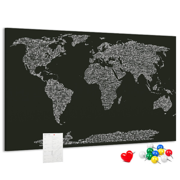 Mapa del mundo de corcho decorativo en formato de texto