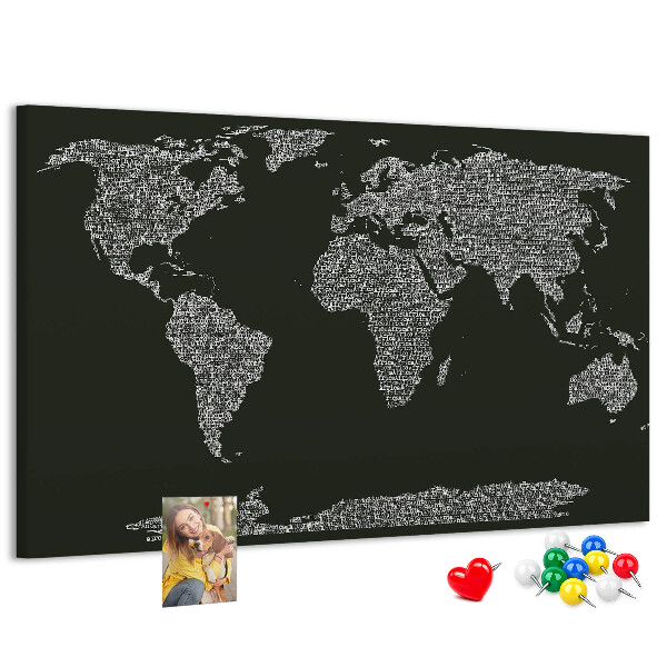 Mapa del mundo de corcho decorativo en formato de texto