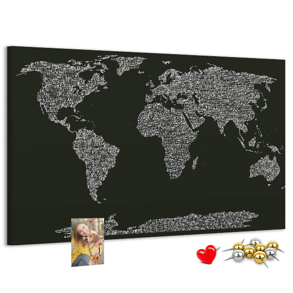 Mapa del mundo de corcho decorativo en formato de texto
