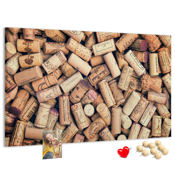 Pizarra de corcho Tapones de corcho para vino con diversos diseños.