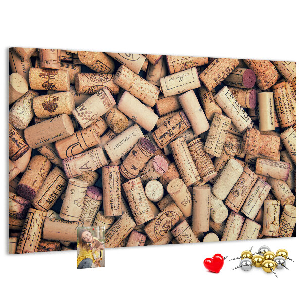 Pizarra de corcho Tapones de corcho para vino con diversos diseños.