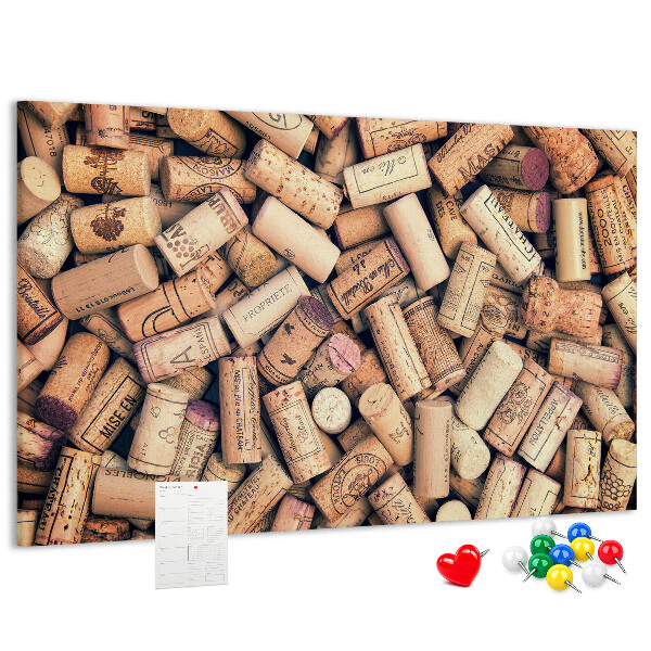 Pizarra de corcho Tapones de corcho para vino con diversos diseños.