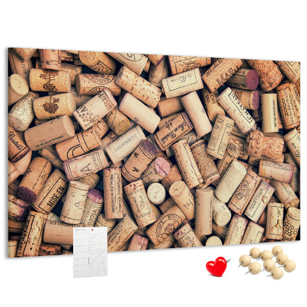 Pizarra de corcho Tapones de corcho para vino con diversos diseños.
