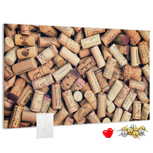 Pizarra de corcho Tapones de corcho para vino con diversos diseños.
