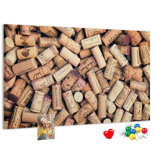 Pizarra de corcho Tapones de corcho para vino con diversos diseños.