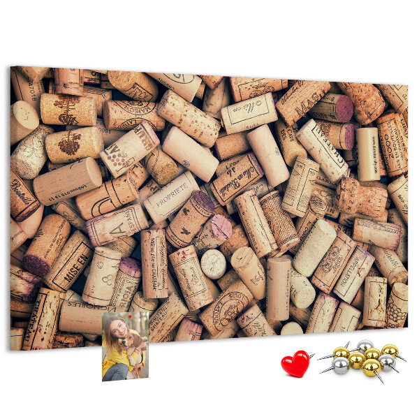 Pizarra de corcho Tapones de corcho para vino con diversos diseños.