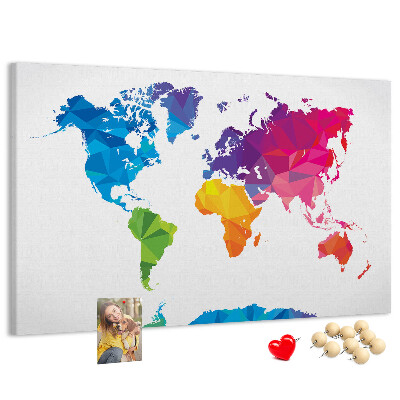 Mapa mundial de corcho diseño poligonal colorido