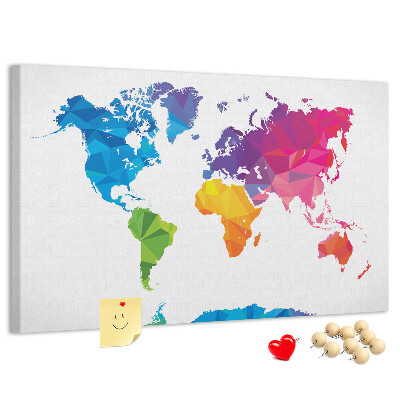 Mapa mundial de corcho diseño poligonal colorido