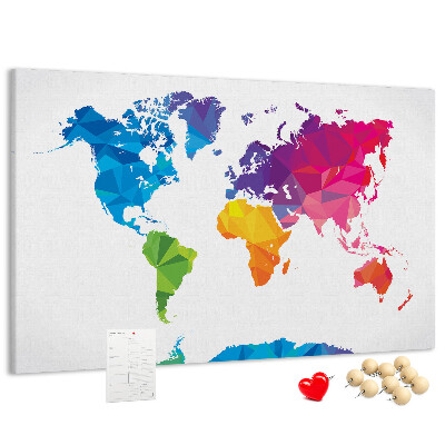 Mapa mundial de corcho diseño poligonal colorido