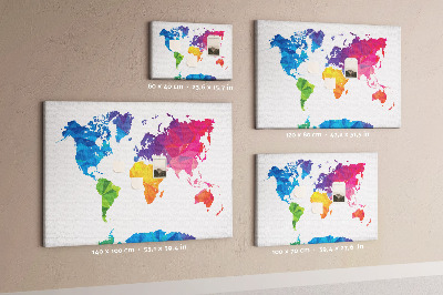 Mapa mundial de corcho diseño poligonal colorido