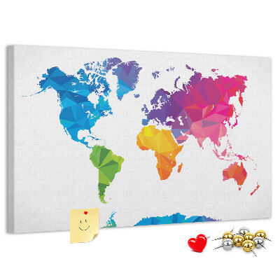 Mapa mundial de corcho diseño poligonal colorido