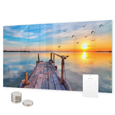 Pizarra magnética de cristal Muelle en el lago