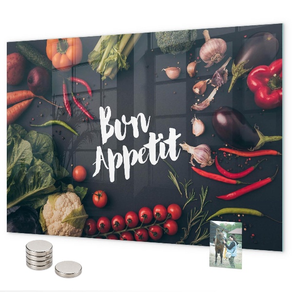Pizarra magnética de cristal La inscripción Bon appétit