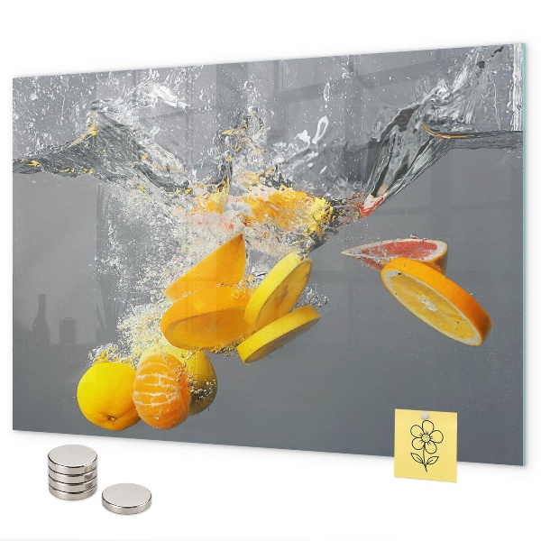 Pizarra magnética de cristal Frutas cítricas en agua