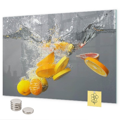 Pizarra magnética de cristal Frutas cítricas en agua
