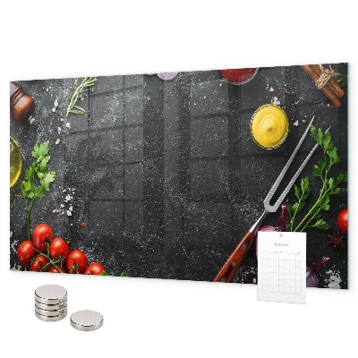 Pizarra magnética de cristal Verduras en el mostrador