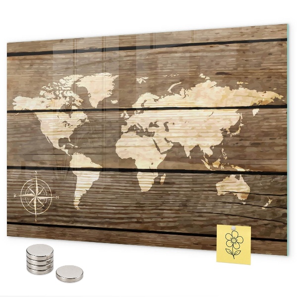 Pizarra magnética Mapa del mundo en la pizarra