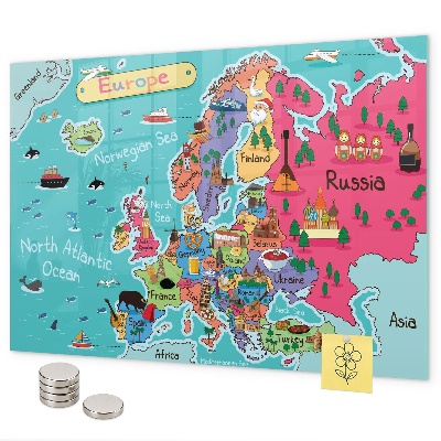 Pizarra magnética de cristal Mapa de Europa