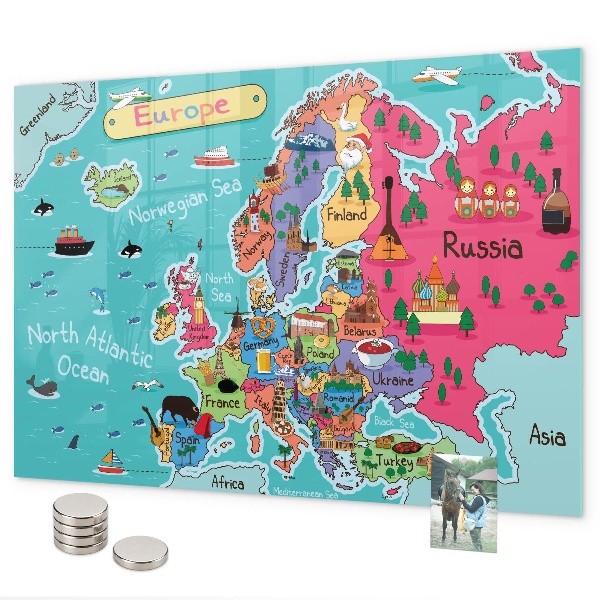 Pizarra magnética de cristal Mapa de Europa