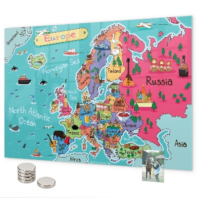 Pizarra magnética de cristal Mapa de Europa