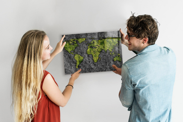 Pizarra magnética de cristal Mapa del mundo