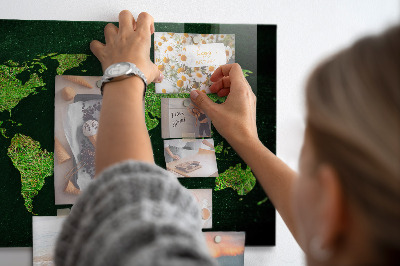 Pizarra magnética de cristal Mapa del mundo cubierto de hierba
