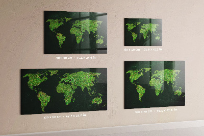 Pizarra magnética de cristal Mapa del mundo cubierto de hierba
