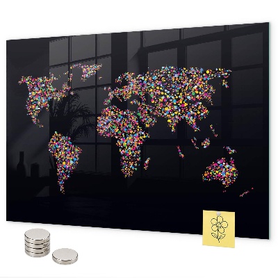 Pizarra magnética de cristal Mapa del mundo hecho de puntos