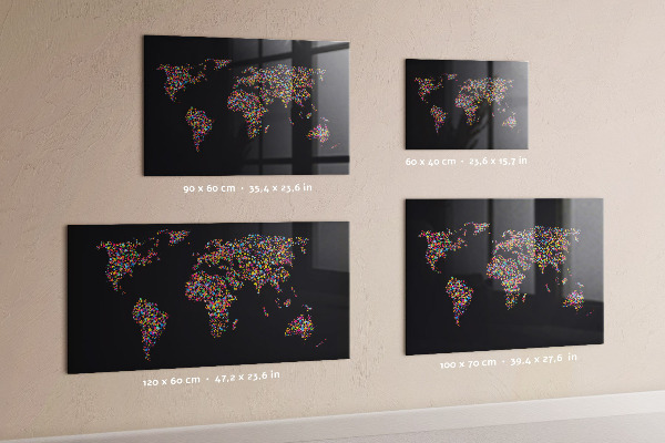 Pizarra magnética de cristal Mapa del mundo hecho de puntos