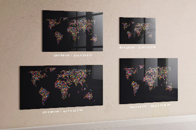 Pizarra magnética de cristal Mapa del mundo hecho de puntos