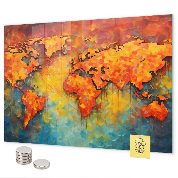 Pizarra magnética de cristal Mapa decorativo del mundo