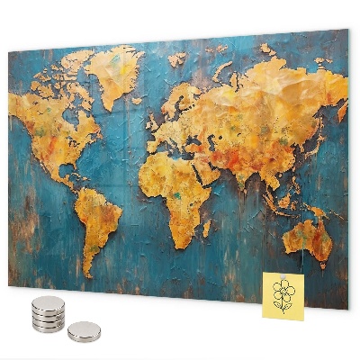 Pizarra magnética de cristal Mapa decorativo del mundo