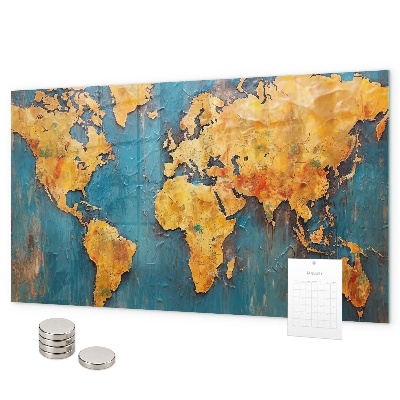 Pizarra magnética de cristal Mapa decorativo del mundo