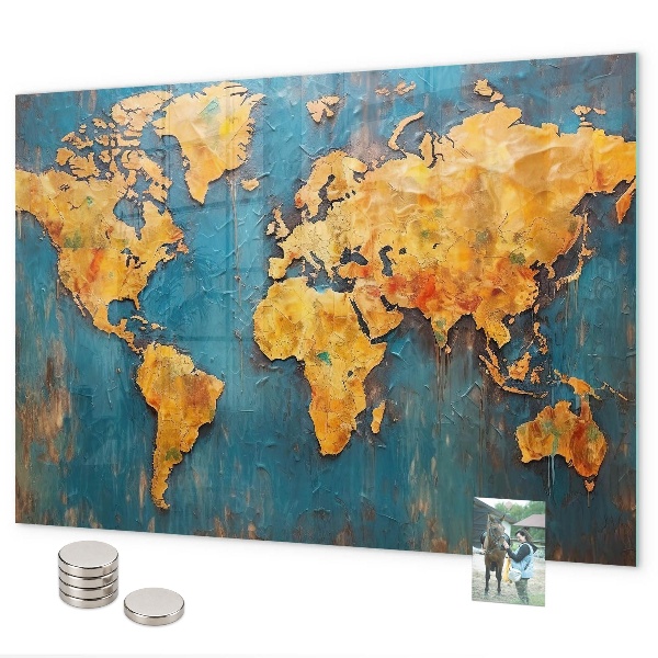 Pizarra magnética de cristal Mapa decorativo del mundo