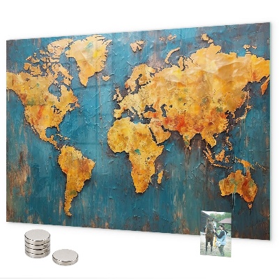 Pizarra magnética de cristal Mapa decorativo del mundo