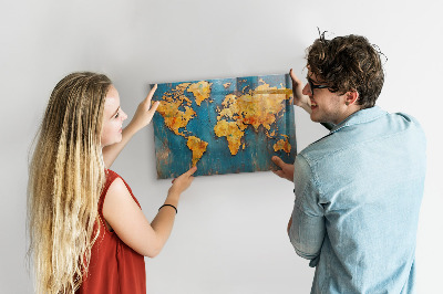 Pizarra magnética de cristal Mapa decorativo del mundo